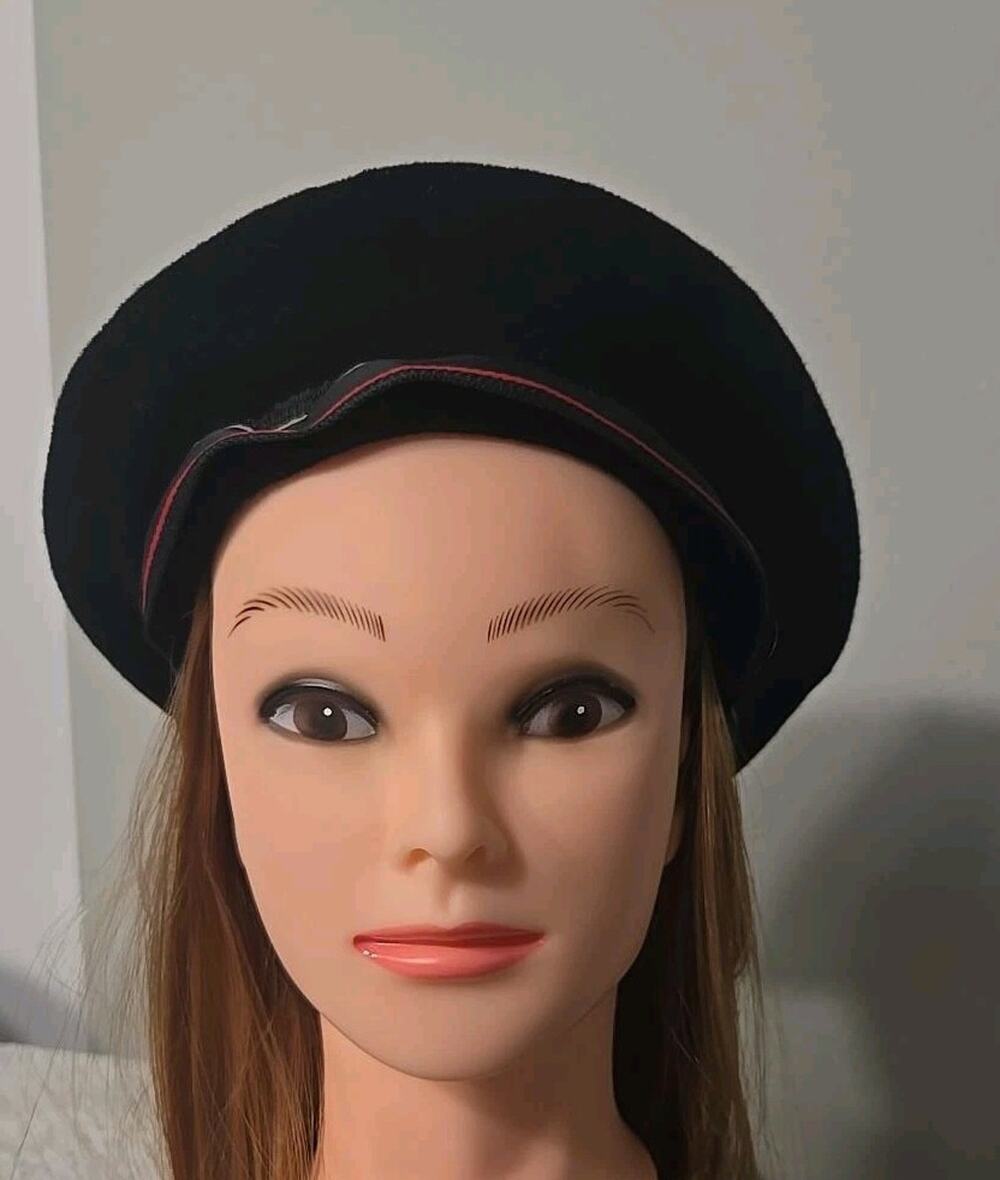 Vintage Kangol Anglobasque Beret XL Black 100% Virgin Wool Made England